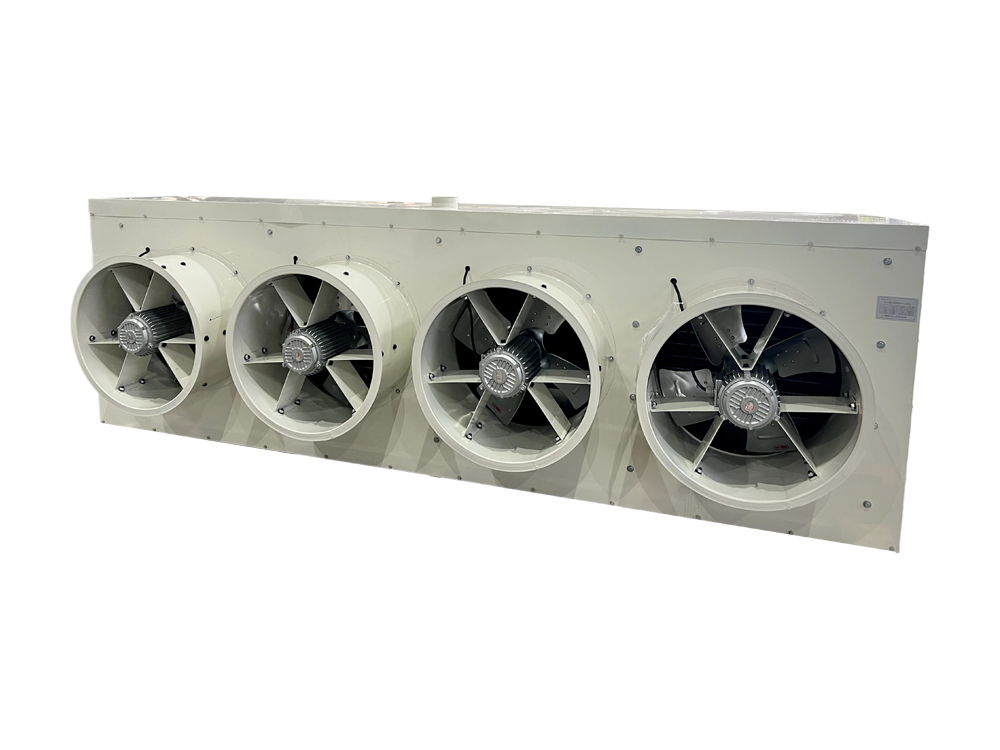 Refroidisseur d'air pour conduit de dégivrage à eau (quatre ventilateurs)